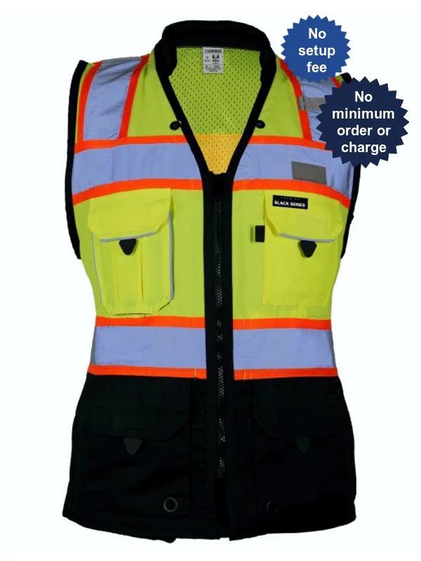 women s heavy duty surveyors vest class 2 ladies  custom black text small