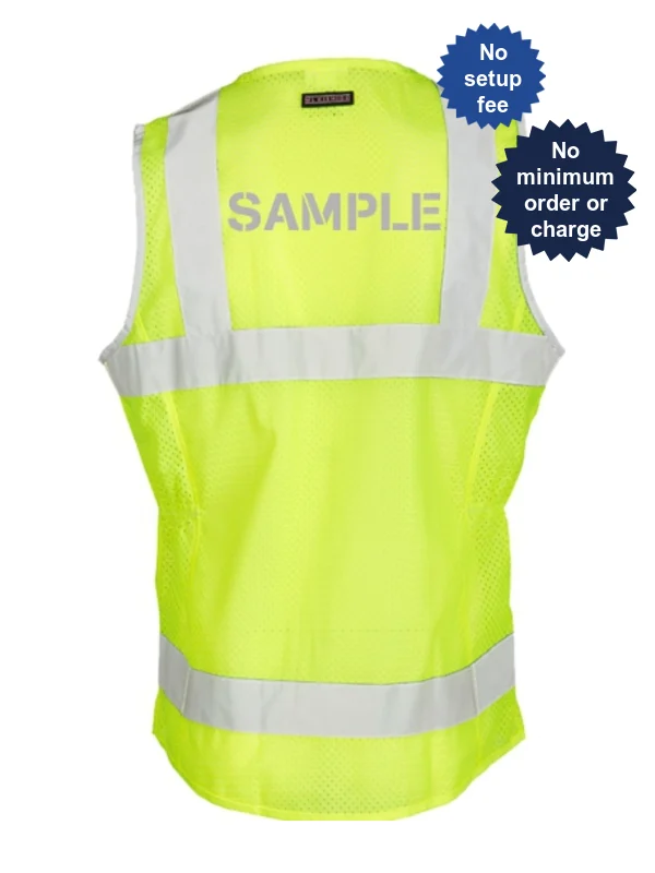 Women\u0027S Ultra-Cool, Lime, Medium, Class 2 Vest w/ Zipper Front Closure \u0026 Reflective Custom Lettering