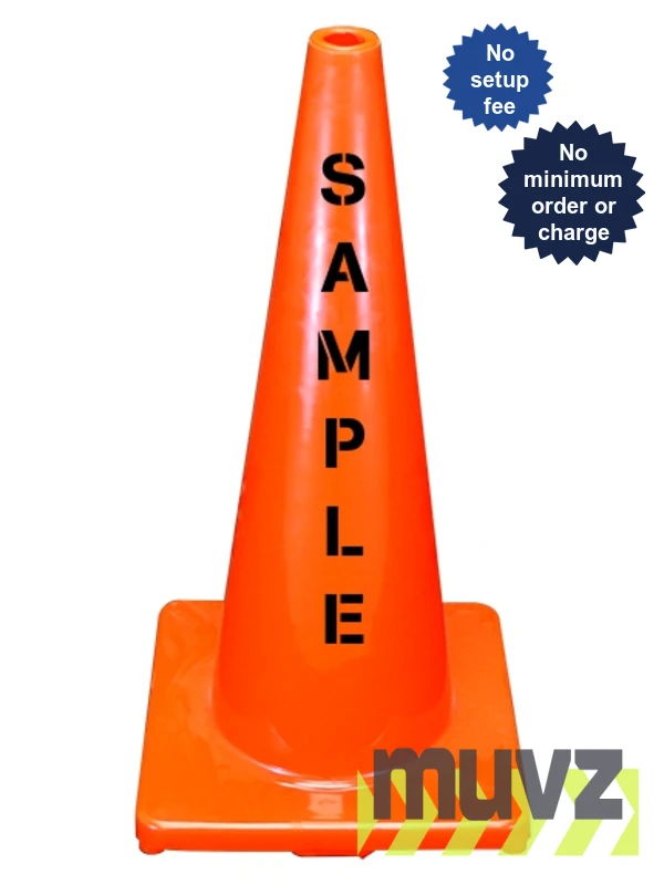 Solid Orange, 28\", 5.0 Lb., Economy Cone with Double Sided (2X) Custom Stencil