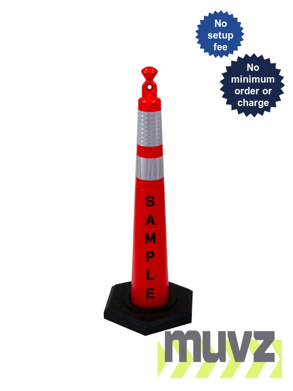 42\" Grabber Cone,6\" \u0026 4\" Reflective Collars,16# Rubber Base \u0026 Double Sided (2X) Custom Stencil