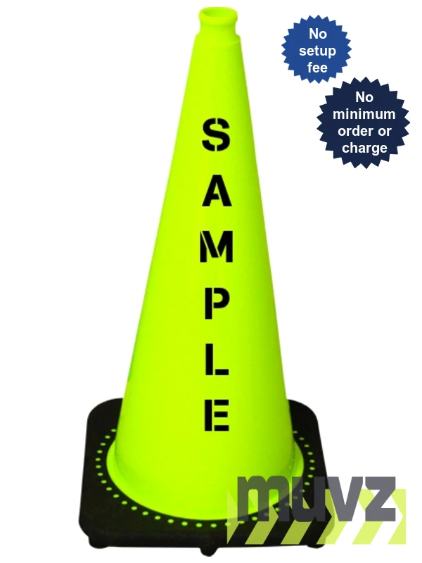 Lime 28\" 7.0 Lb. Black Base Cone with Double Sided (2X) Custom Stencil