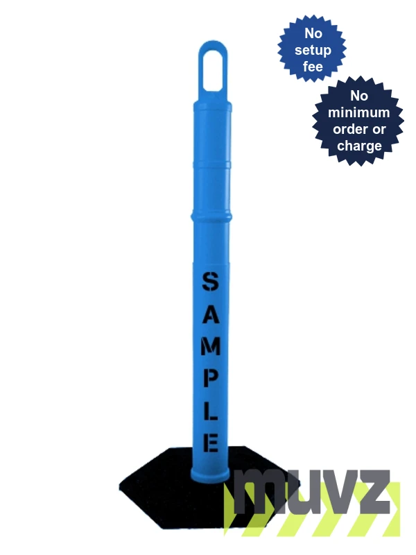 42\" BLUE Looper Tube with 18 Lb. Base \u0026 Double Sided (2X) Custom Stencil