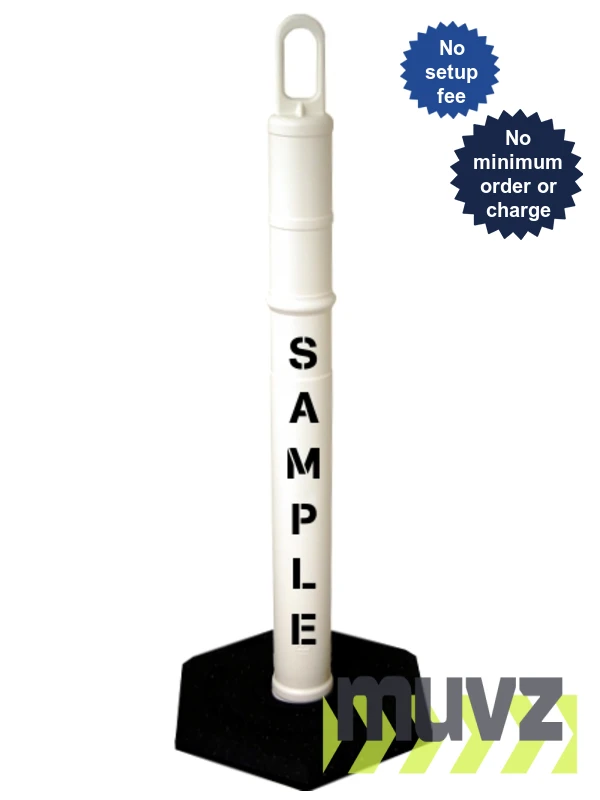 42\" WHITE Looper Tube with 8 Lb. Base with Custom Stencil