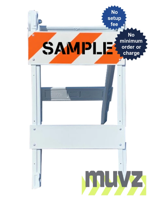 45\" H x 24\" W  Folding Plastic Type I Barricade w/EG Reflective Sheeting \u0026 Custom Stencil Two Side