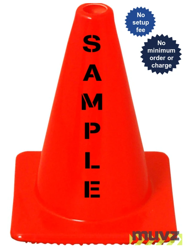 Orange 12\" Flow Molded Cones with Custom Stencil