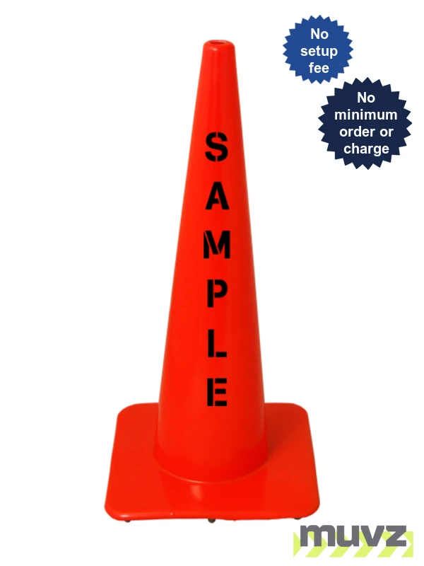 Orange, 28\", 5.0 Lb. Flow Molded Traffic Cone w/Custom Stencil