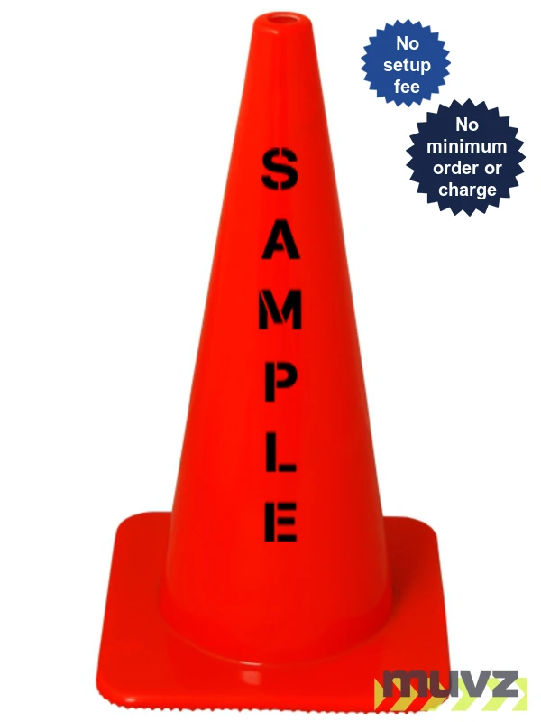 Orange, 28\", 7.0 Lb. Flow Molded Traffic Cone w/Custom Stencil