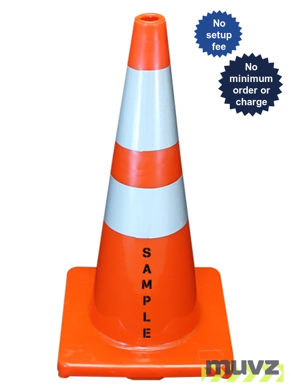 Solid Orange,28\",5.0 Lb,Economy Cone w/6\" \u0026 4\" Reflective Collars \u0026 Double Sided (2X) Custom Stencil