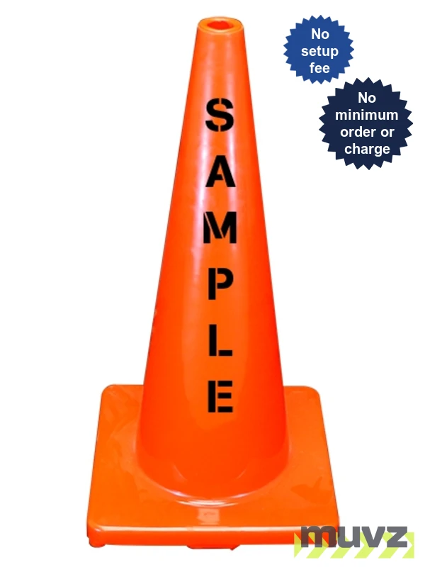 Solid Orange, 28\", 5.0 Lb., Economy Cone with Double Sided (2X) Custom Stencil