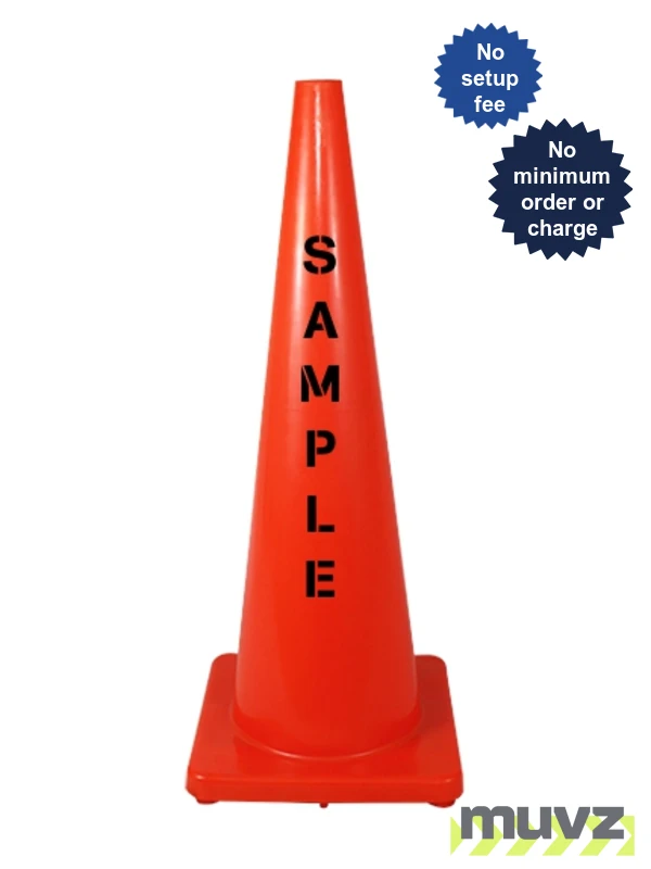 Solid Orange, 36\", 9.2 Lb., Economy Cone with Custom Stencil
