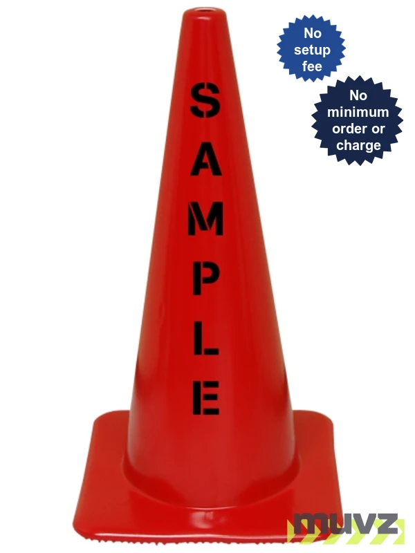 Red 28\" 7.0 Lb Flow Molded Traffic Cone with Custom Stencil