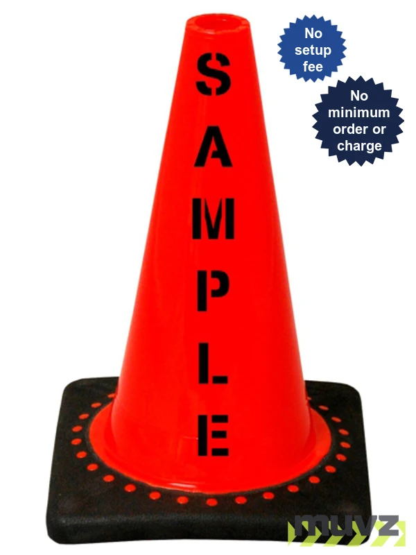 Orange 12\" Black Base Cone with Custom Stencil