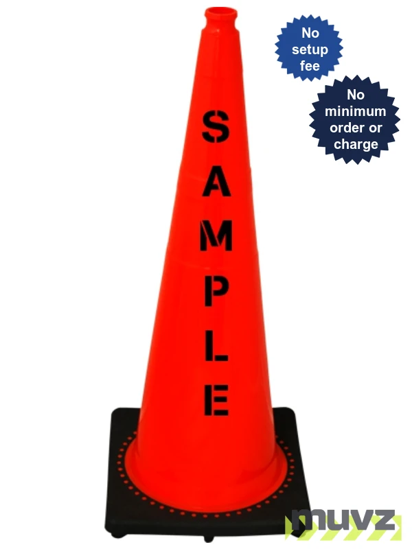 Orange 36\" 12.0 Lb. Black Base Cone with Custom Stencil
