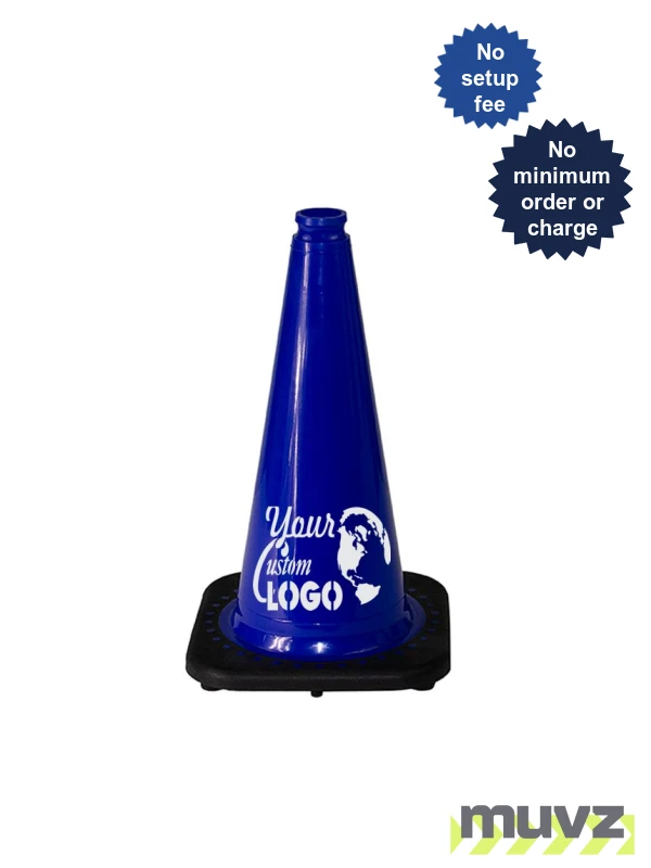 Dark Blue 18\" Traffic Cone with Black Base