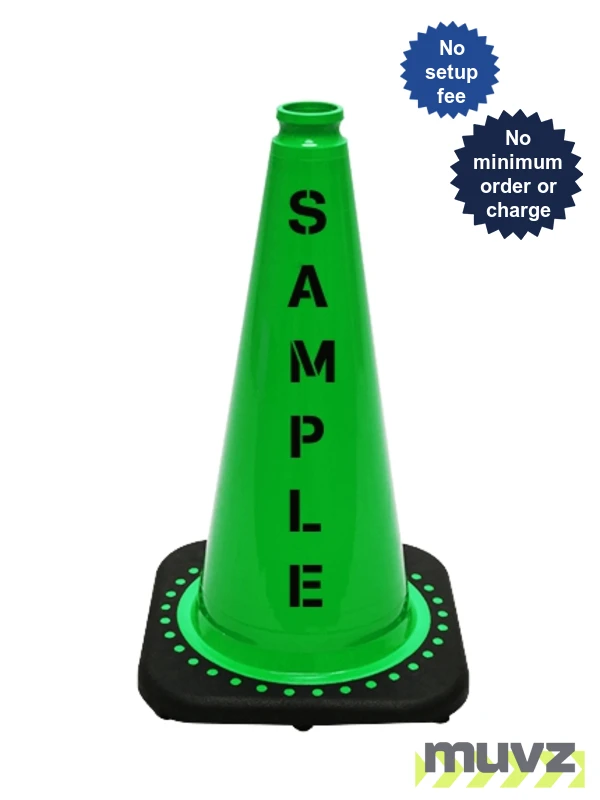 Green 18\" Black Base Cone with Custom Stencil