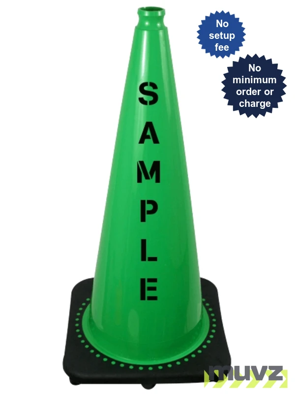 Green 28\" 7.0 Lb. Black Base Cone with Double Sided (2X) Custom Stencil