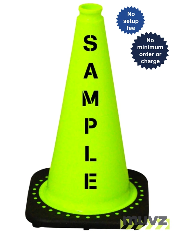 Lime 18\" Black Base Cone with Custom Stencil