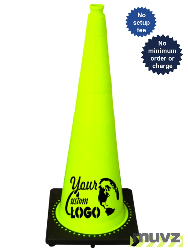 Lime 36\" 10 Lb. Traffic Cone with Black Base