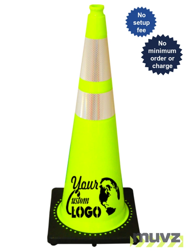 Lime 36\" 10 Lb. Traffic Cone with Black Base