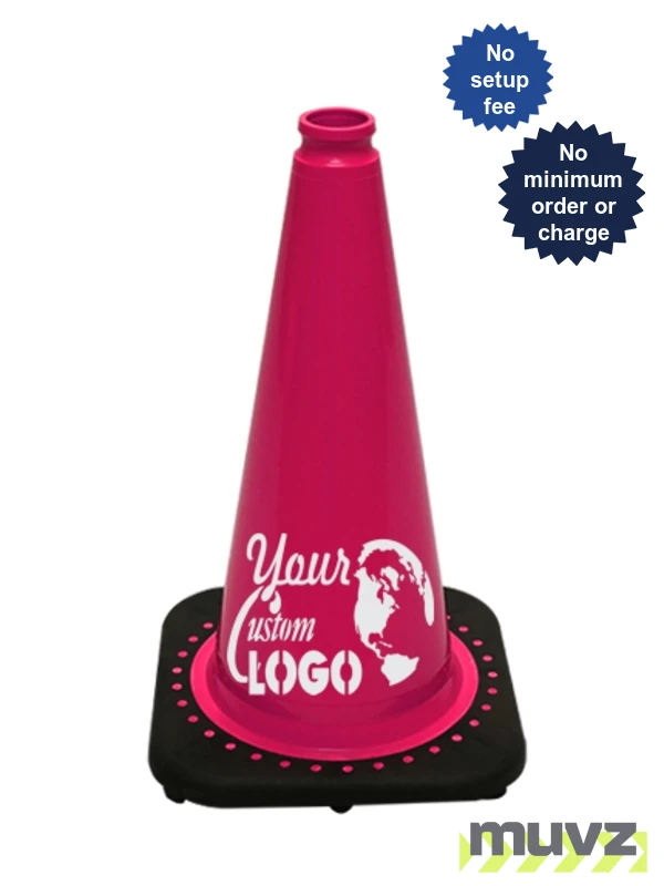 Pink 18\" Traffic Cone with Black Base