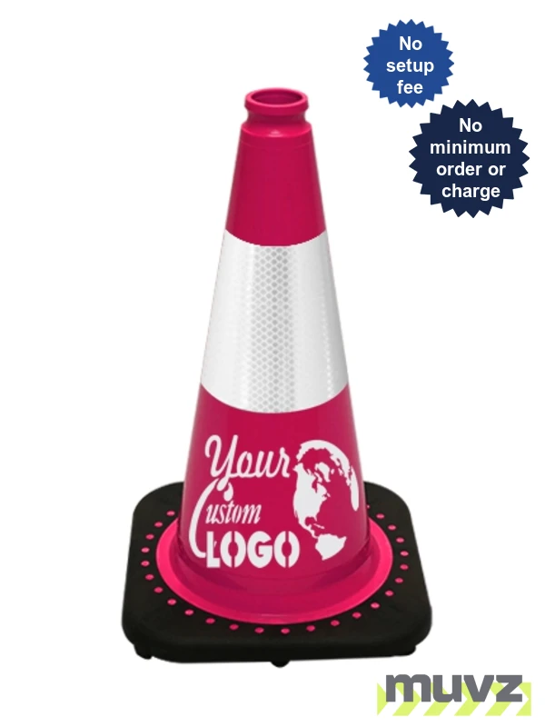 Pink 18\" Traffic Cone with Black Base