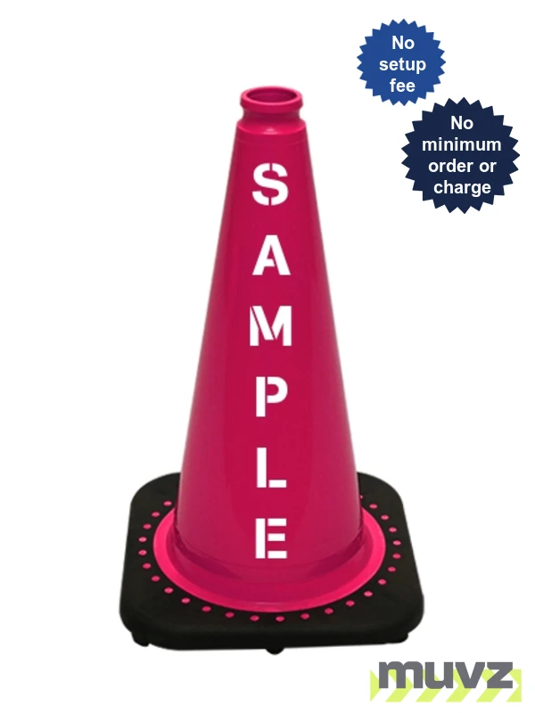 Pink 18\" Black Base Cone with Custom Stencil