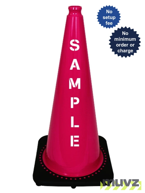Pink 28\" 7.0 Lb. Black Base Cone with Custom Stencil