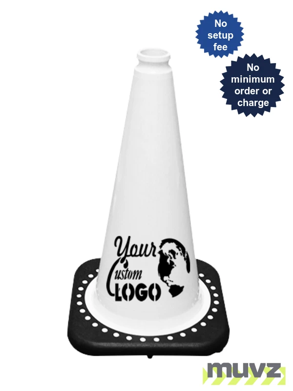 White 18\" Traffic Cone with Black Base