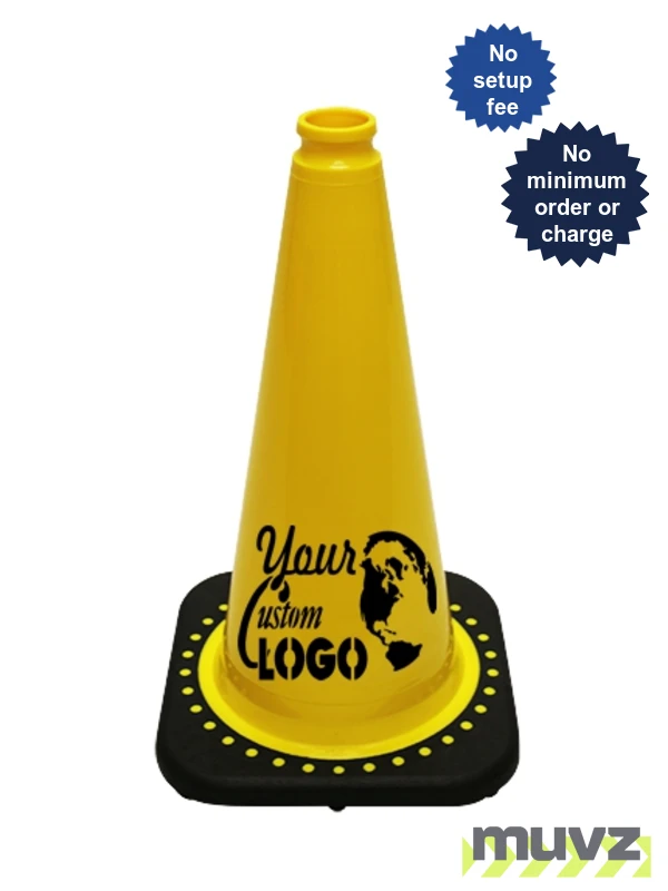 Yellow 18\" Traffic Cone with Black Base