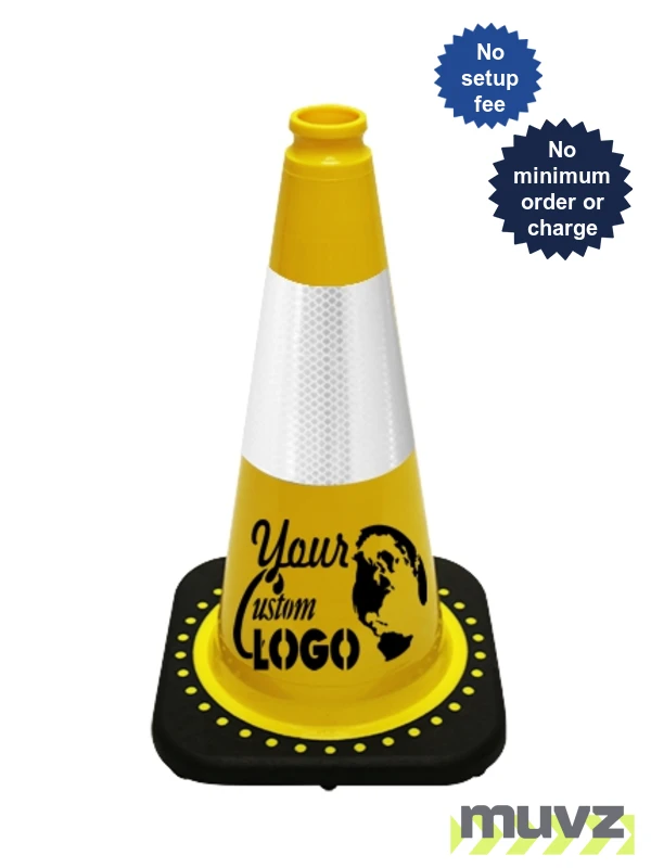 Yellow 18\" Traffic Cone with Black Base