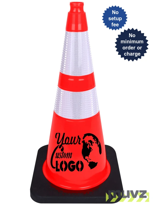 28\" Black Base, Collared Traffic Cones