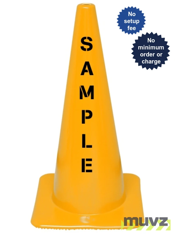 Yellow 28\" 7.0 Lb Flow Molded Traffic Cone with Custom Stencil