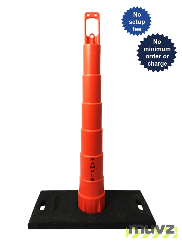 42\" Channelizer Cone with 30 Lb. Recycled Rubber Base with Custom Stencil