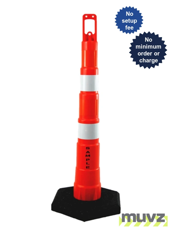42\" Channelizer Cone w/Four (4) 4\" HI Reflective Collar,16 Lb. Recycled Rubber Base \u0026 Custom Stencil