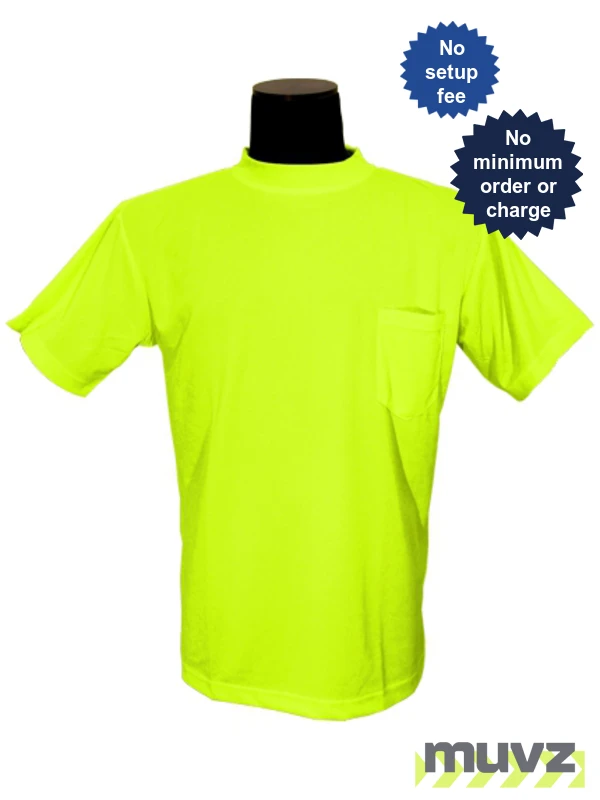 LIME, High Visibility, Microfiber Polyester T-Shirt, 2XL w/Reflective Custom Lettering