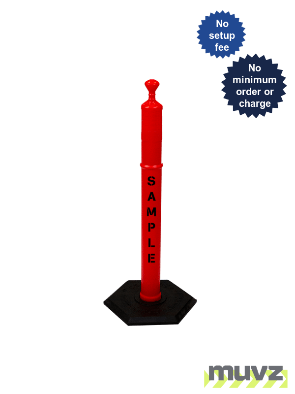 42\" ORANGE Grabber Tube with 18 Lb. Base with Custom Stencil