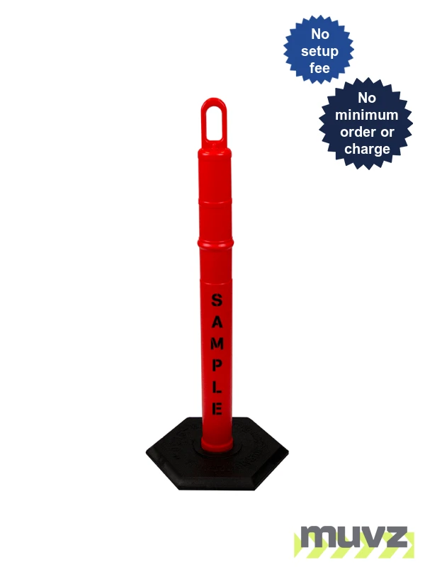 42\" ORANGE Looper Tube with 18 Lb. Base \u0026 Double Sided (2X) Custom Stencil
