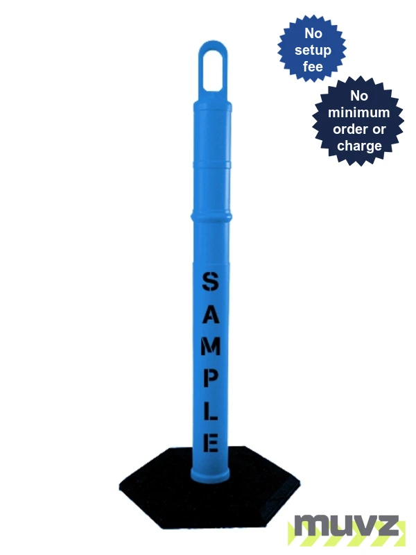 42\" BLUE Looper Tube with 18 Lb. Base with Custom Stencil