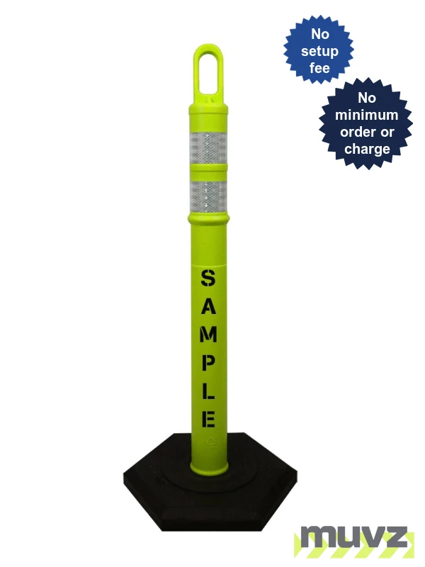 42\" LIME Looper Tube, Two (2) 3\" Reflective Collars, 8 Lb Base \u0026 Double Sided (2X) Custom Stencil