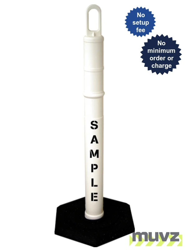 42\" WHITE Looper Tube with 18 Lb. Base \u0026 Double Sided (2X) Custom Stencil