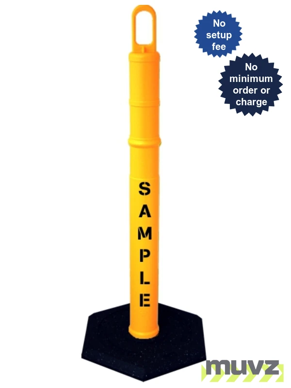 42\" YELLOW Looper Tube with 8 Lb. Base \u0026 Double Sided (2X) Custom Stencil