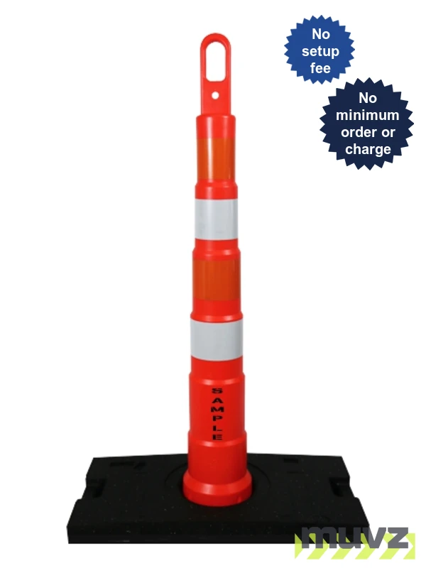 42\" Traffix Looper Cone w/Four (4) 4\" HI Reflective Collars, 30 Lb Rubber Base \u0026 Custom Lettering