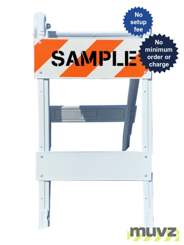 45\" H x 24\" W  Folding Plastic Type I Barricade w/EG Reflective Sheeting \u0026 Custom Stencil One Side