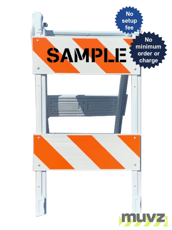 45\" H x 24\" W  Folding Plastic Type II Barricade w/EG Reflective Sheeting \u0026 Custom Stencil One Side