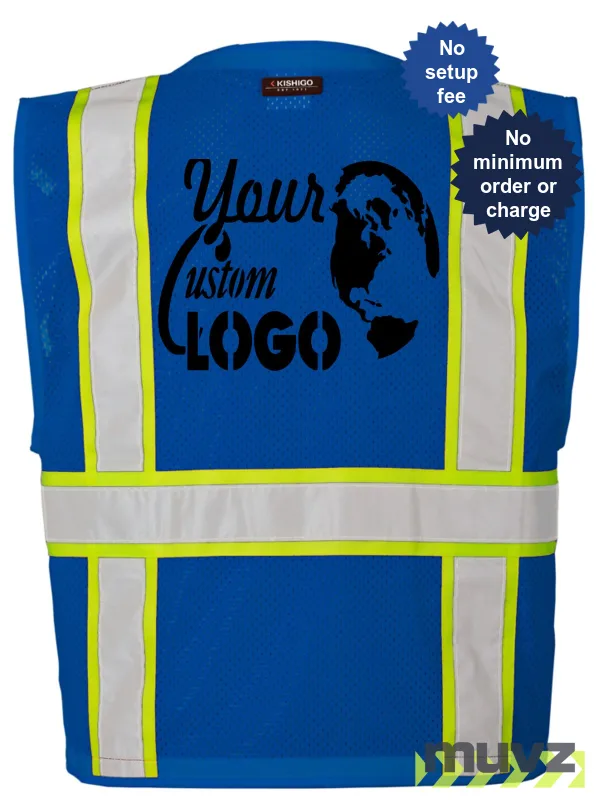 Enhanced Visibility Blue Multi Pocket Mesh Vest