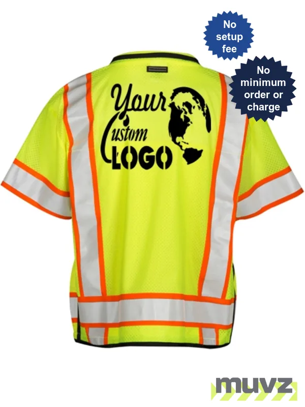 Professional Class 3, XL, Lime Surveyors Vest w/ Custom Logo