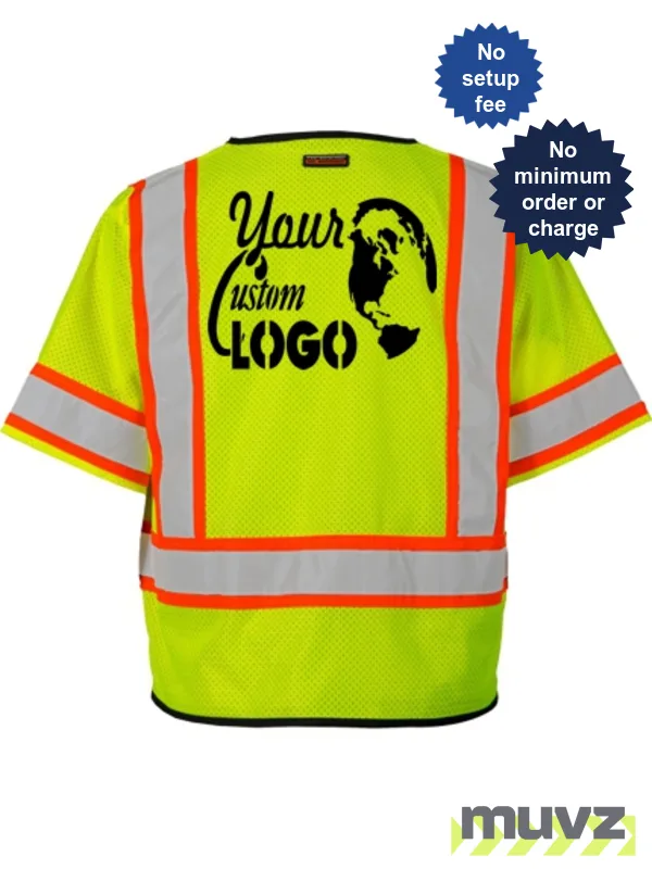 Single Pocket, Contrasting Mesh Class 3 Vest, S-M w/ Custom Logo
