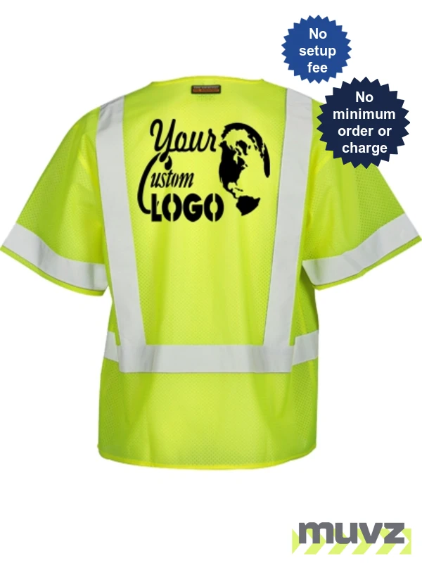 Economy Mesh, Lime, Class 3 Vest, M w/ Custom Logo