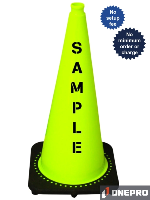 Lime 28\" 7.0 lb Black Base Cone with Double Sided (2X) Custom Stencil