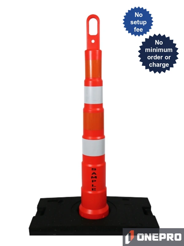 42\" Traffix Looper Cone w/Four (4) 4\" EG Reflective Collars, 30 Lb Rubber Base \u0026 Graphic